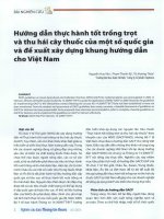 Hướng dẫn thực hành tốt trồng trọt và thu hái cây thuốc của một số quốc gia và đề xuất xây dựng khung hướng dẫn cho viêt nam 