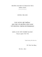 Xây dựng hệ thống bài tập có hướng dẫn giải về phương trình hyperbolic (KL06372)