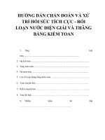 HƯỚNG dẫn CHẨN đoán và xử TRÍ hồi sức TÍCH cực   rối LOẠN nước điện GIẢI và THĂNG BẰNG KIỀM TOAN