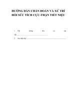 HƯỚNG dẫn CHẨN đoán và xử TRÍ hồi sức TÍCH cực THẬN TIẾT NIỆU 