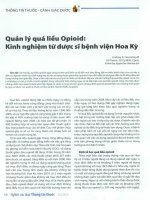 Quản lý quá liều opioid  kinh nghiệm từ dược sĩ bệnh viện hoa kỳ (bài dịch) 