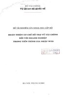 hoàn thiện cơ chế hỗ trợ về tài chính đối với doanh nghiệp trong tiến trình gia nhập wto