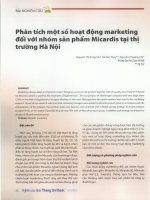 Phân tích một số hoạt động markerting đối với nhóm sản phẩm micardis tại thị trường hà nội 