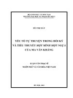 Yếu tố tự truyện trong hồi kí và tiểu thuyết một mình một ngựa của ma văn kháng  (LV00930)
