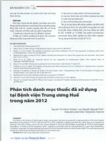Phân tích danh mục thuốc đã sử dụng tại bệnh viện trung ương huế trong năm 2012 