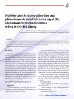 Nghiên cứu tác dụng giảm đau của phân đoạn alcaloid từ củ của cây ô đẩu aconitum carmichaeli debx ) trồng ở tỉnh hà giang 