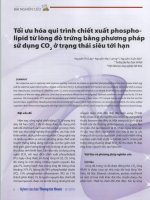 Tối ưu hóa quy trình chiết xuất phospho lipid từ lòng đỏ trứng bằng phương pháp sử dụng CO2 ở trạng thái siêu tới hạn 