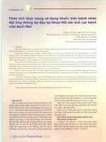 Phân tích thực trạng sử dụng thuốc trên bệnh nhân đặt ống thông dạ dày tại khoa hồi sức tích cực bệnh viện bạch mai 