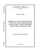 Nghiên cứu một số chỉ số thể lực và trí tuệ của học sinh tiểu học và trung học cơ sở xã minh đạo, huyện tiên du, tỉnh bắ