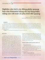 Nghiên cứu tách các đồng phần quang học của atenolol bằng sắc ký lỏng hiệu năng cao với một số pha tĩnh đối quang 
