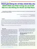 Đánh giá thông tin về hiệu chỉnh liều cho bệnh nhân suy thận trong các cơ sở dữ liệu tra cứu thông tin thuốc tại việt nam 