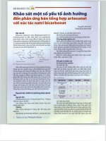 Khảo sát một số yếu tố ảnh hưởng đến phản ứng bán tổng hợp artesunat với xúc tác natri bicarbonat 