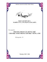 PHƯƠNG PHÁP GÂY HỨNG THÚ CHO HỌC SINH TRONG GIỜ HỌC TIẾNG ANH