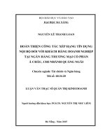 Luận văn thạc sĩ hoàn thiện công tác xếp hạng tín dụng nội bộ đối với khách hàng doanh nghiệp tại ngân hàng TMCP á châu chi nhánh quảng ngãi