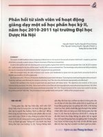 Phản hồi từ sinh viên về hoạt động giảng dạy một số học phần học kỳ II, năm học 2010 2011 tại trường đại học dược hà nội 