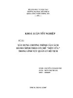 XÂY DỰNG CHƯƠNG TRÌNH cải CÁCH HÀNH CHÍNH THEO cơ CHẾ “một cửa” TRONG LĨNH vực QUẢN lý hộ TỊCH