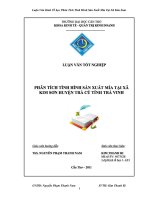 phân tích tình hình sản xuất mía tại xã kim sơn huyện trà cú tỉnh trà vinh 
