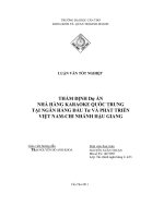 thẩm định dự án nhà hàng karaoke quốc trung tại đầu tư và phát triển việt nam chi nhánh hậu giang 