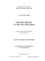 Luận văn thạc sĩ toán học Lôgarit rời rạc và mật mã công khai