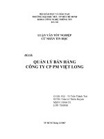 QUẢN lý bán HÀNG CÔNG TY CP PM VIỆT LONG