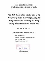 Xác định thành phần của bã bùn từ hệ thống xử lý nước thải công ty giấy bãi bằng và tìm hiểu khả năng sử dụng chúng để c