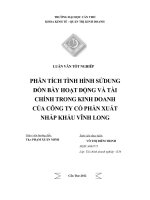 phân tích tình hình sử dụng đòn bẩy hoạt động và tài chính trong kinh doanh của công ty cổ phần xuất nhập khẩu vĩnh long 