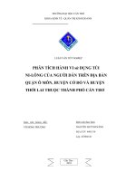phân tích hành vi sử dụng túi ni lông của người dân trên địa bàn quận ô môn, huyện cờ đỏ và huyện thới lai thuộc thành phố cần thơ 