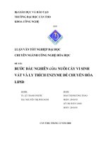 BƯỚC ĐẦU NGHIÊN cứu NUÔI CẤY VI SINH VẢT VÀ LY TRÍCH ENZYME ĐỂ CHUYỂN HÓA LIPID