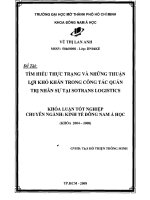 THUẬN lợi, KHÓ KHĂN TRONG CÔNG tác QUẢN TRỊ NHÂN sự tại SOTRANS LOGISTICS