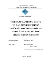 thiết lập danh mục đầu tư và các biện pháp phòng ngừa rủi ro cho nhà đầu tư nhỏ lẻ trên thị trường chứng khoán việt nam 