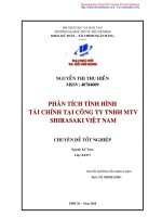 PHÂN TÍCH TÌNH HÌNH tài CHÍNH tại CTY TNHH MTV SHIRASAKI VIỆT NAM