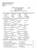 Đề kiểm tra học kỳ i tiếng anh lớp 8 chương trình mới (2) 