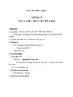 Giáo án tiếng việt 3 tuần 5 bài chính tả   tập chép mùa thu của em, vần oam, phân biệt ln, eneng 5 