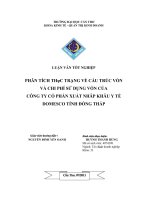 phân tích thực trạng về cấu trúc và chi phí sử dụng vốn của công ty cổ phần xuất nhập khẩu y tế domesco tỉnh đồng tháp 