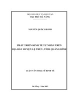 Luận văn thạc sĩ phát triển dịch vụ kinh tế tư nhân trên địa bàn huyện lệ thủy, tỉnh quảng bình