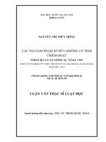 Các tội xâm phạm sở hữu không có tính chiếm đoạt theo bộ luật hình sự năm 1999 (trên cơ sở nghiên cứu thực tiễn xét xử c