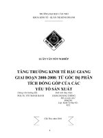 tăng trưởng kinh tế tỉnh hậu giang giai đoạn 2000 2008 từ góc độ phân tích đóng góp của các yếu tố sản xuất 