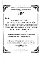 SỬ DỤNG THỜI GIAN NHÀN rỗi TRONG lối SỐNG của THANH NIÊN VÙNG VEN TP HCM TRONG QUÁ TRÌNH đô THỊ hóa