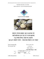 phân tích hiệu quả kinh tế mô hình sản xuất nấm rơm tại phường trung kiên quận thốt nốt – thành phố cần thơ 