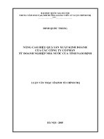 Nâng cao hiệu quả sản xuất kinh doanh của các công ty cổ phần từ doanh nghiệp nhà nước của tỉnh nam định   luận văn ths