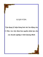 LUẬN văn   vận dụng lý luận hàng hoá sức lao động của c mác vào việc đảm bảo nguồn nhân lực cho các doanh nghiệp ở tỉnh