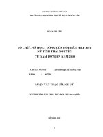 Tổ chức và hoạt động của hội liên hiệp phụ nữ tỉnh thái nguyên từ năm 1997 đến năm 2010   luận văn ths  lịch sử  60 22 56 pdf