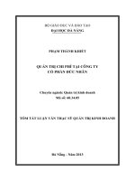Tóm tắt luận văn thạc sĩ quản trị kinh doanh  quản trị chi phí tại công ty cổ phần đức nhân