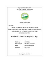 Đánh giá hiện trạng và đề xuất giải pháp nâng cao hiệu quả sử dụng đất sản xuất nông nghiệp trên địa bàn xã văn lăng, huyện đồng hỷ, tỉnh thái nguyên