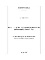 Quản lý các dự án giao thông đường bộ trên địa bàn tỉnh hà tĩnh   luận văn ths  quản lý kinh tế   60 34 01 pdf