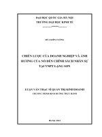 Chiến lược của doanh nghiệp và ảnh hưởng của nó đến chính sách nhân sự tại VNPT lạng sơn   luận văn ths  quản trị kinh d