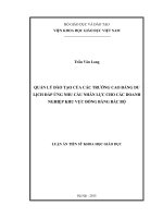 Quản lý đào tạo của các trường cao đẳng du lịch đáp ứng nhu cầu nhân lực cho các DoN khu vực đồng bằng Bắc Bộ