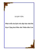 LUẬN văn   phát triển du lịch trên địa bàn tỉnh bo kẹo cộng hoà dân chủ nhân dân lào