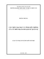 Cấu trúc hai mặt và tính liên thông của từ điển địa danh lịch sử quân sự  luận văn ths  ngôn ngữ học  60 22 01 pdf