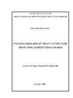 Ứng dụng khoa học kỹ thuật và công nghệ trong nông nghiệp ở tỉnh nam định   luận văn ths  kinh tế  60 31 01 pdf